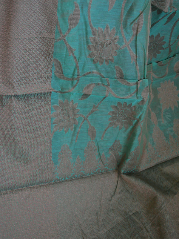 Banarasee/Banarasi Cotton Silk Woven Ghicha Jaal Design Saree -Deep Green