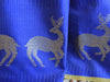 Banarasee Soft Cotton Saree With Zari Deer Motifs On Contrast Blue Border-Beige