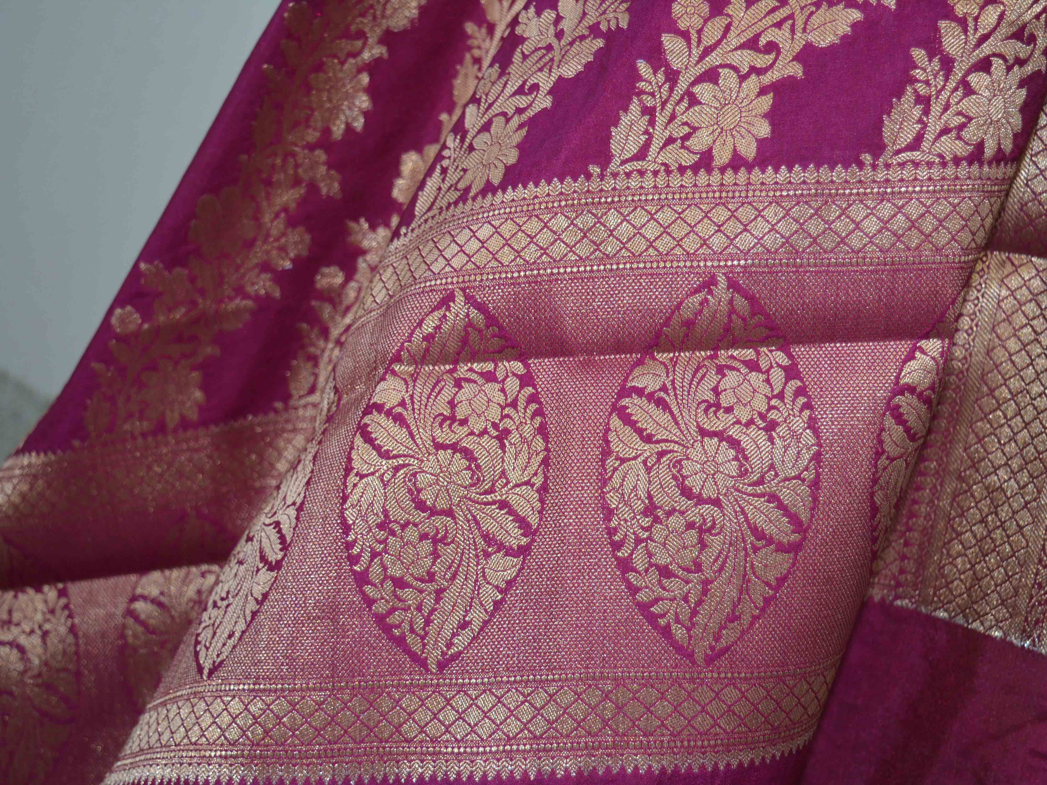 Banarasee Cotton Silk Salwar Kameez Fabric With Contrast Wine Pure Silk Dupatta-Lime Green