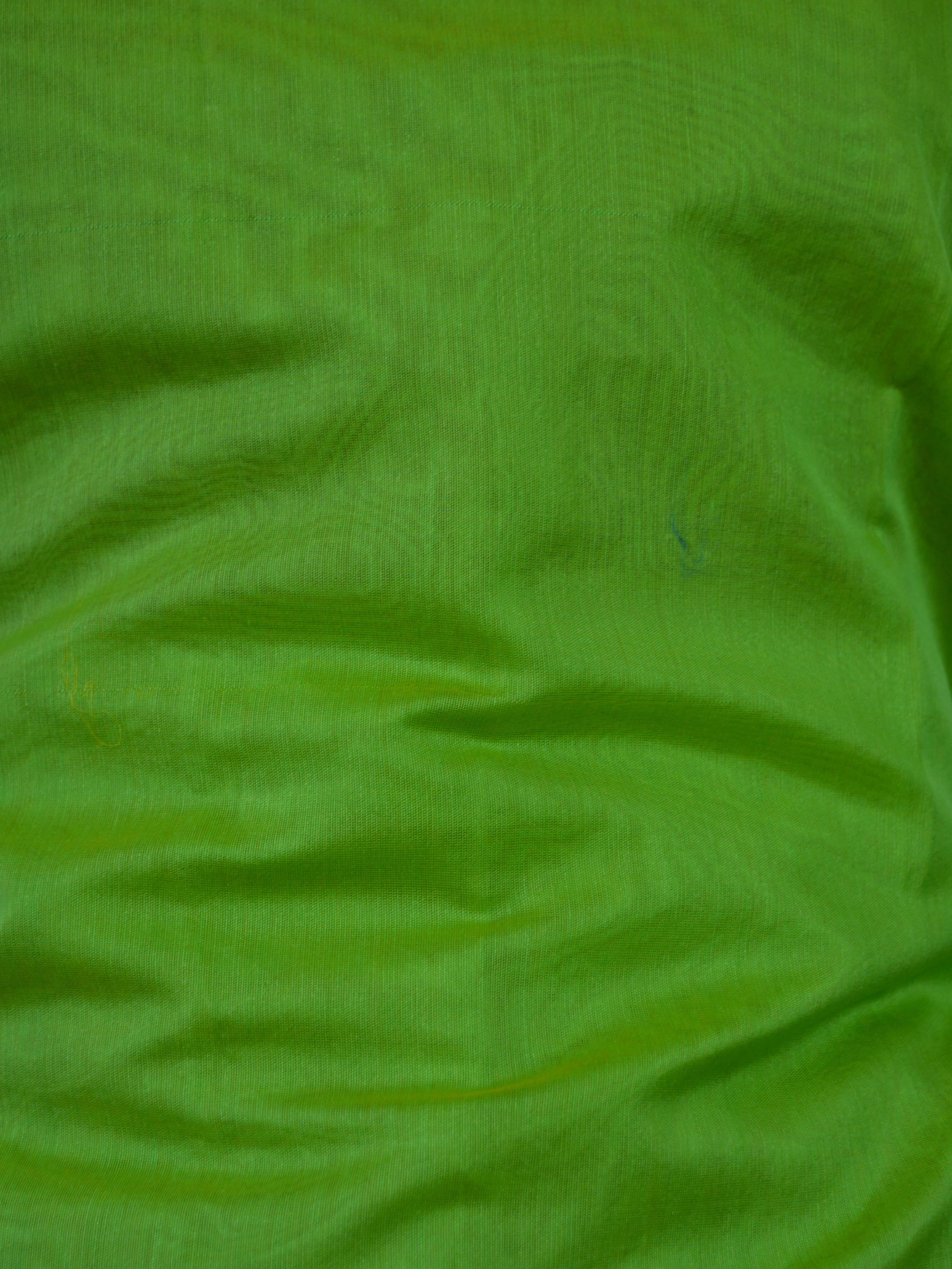Banarasee Cotton Silk Salwar Kameez Fabric With Contrast Wine Pure Silk Dupatta-Lime Green