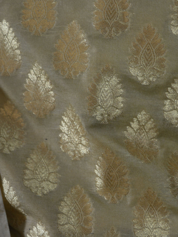 Banarasi Salwar Kameez Semi Katan Silk Zari Buta Work Fabric With Jaal Dupatta-Beige