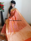 Banarasee/Banarasi  Handloom Cotton Silk Dual Tone Sari With Zari Weaving-Peach