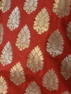 Banarasi Salwar Kameez Semi Katan Silk Zari Buta Work Fabric With Jaal Dupatta-Red