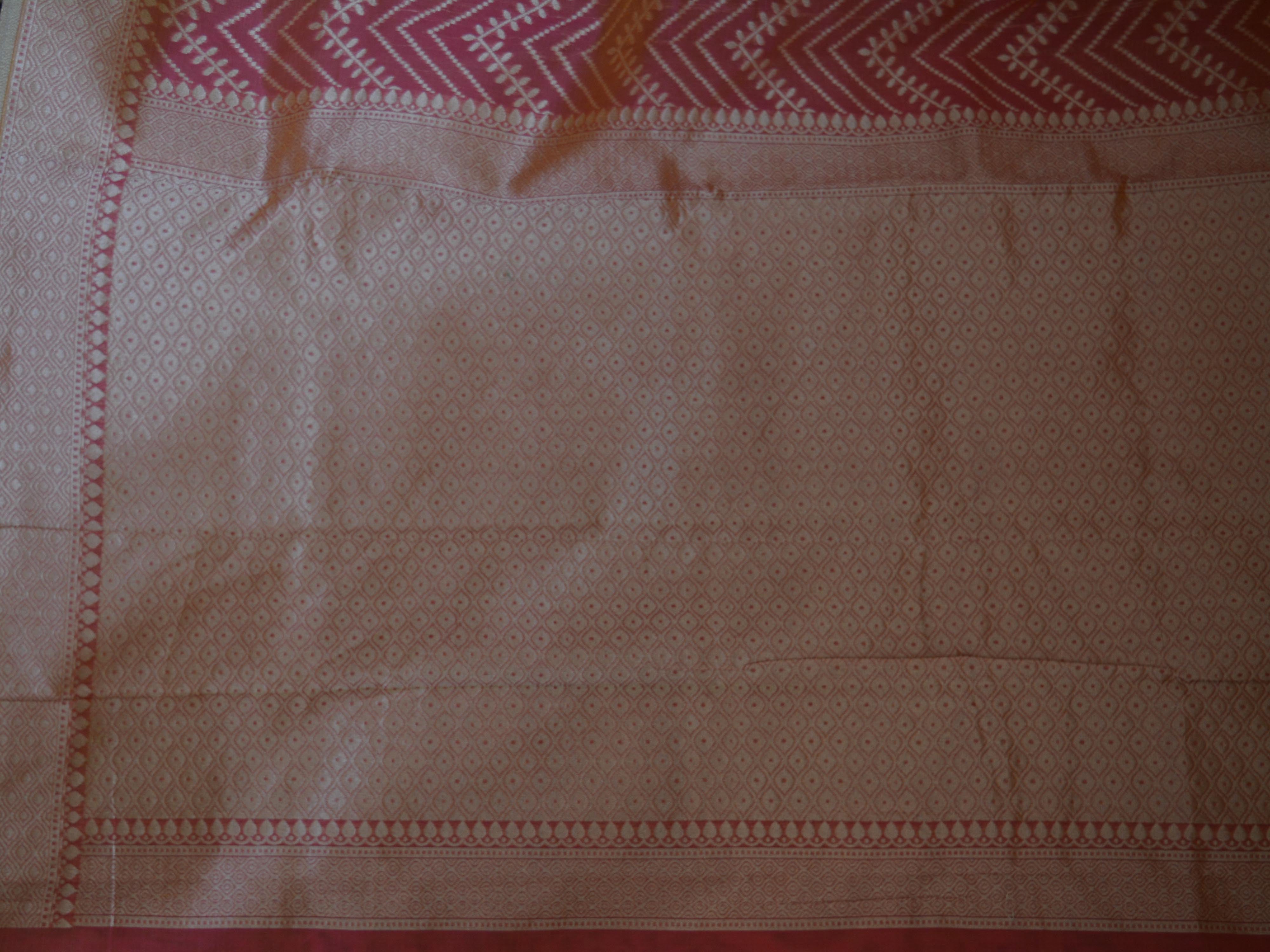 Banarasee/Banarasi  Handloom Cotton Silk Dual Tone Sari With Zari Weaving-Peach