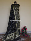 Banarasee Salwar Kameez Cotton Silk Gold Zari Jaal Woven Fabric-Black