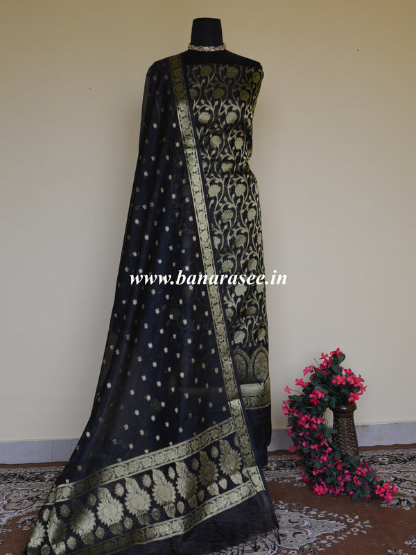 Banarasee Salwar Kameez Cotton Silk Resham Buti Woven Fabric-Peach