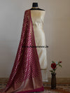 Banarasee Satin Brocade Salwar Kameez Fabric With Wine Art Silk Dupatta-Off-White