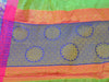 Banarasee Handloom Silk Cotton Saree With Zari Buti & Contrast Floral Border-Green