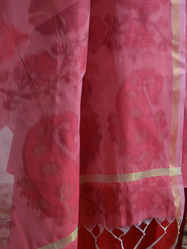 Banarasee Cotton Salwar Kameez Printed Fabric-Red