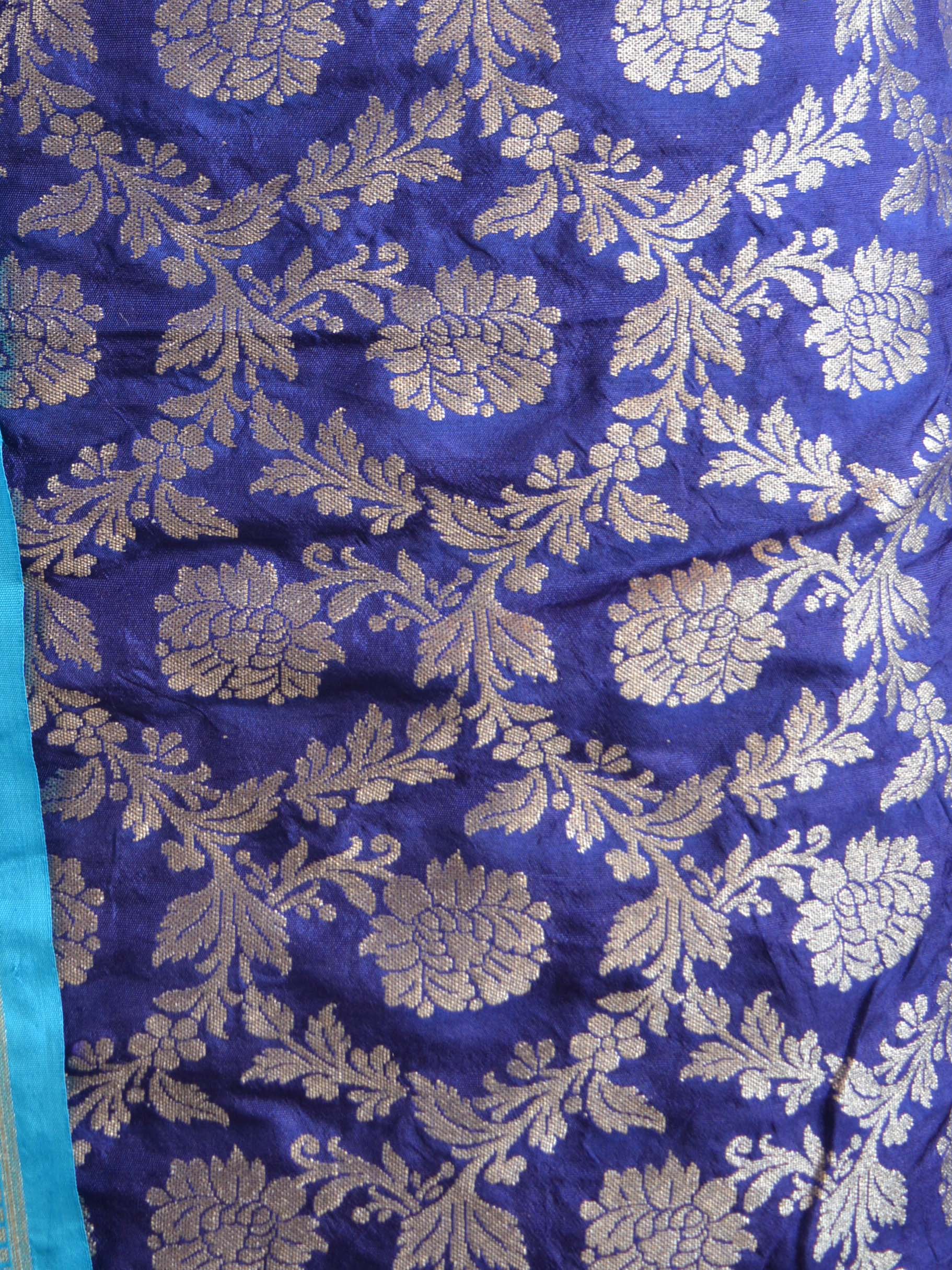 Banarasee Salwar Kameez Semi Silk Zari Jaal Work Fabric & Turquoise Blue Dupatta-Deep Blue