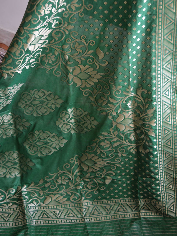 Art Silk Dupatta With Jaal Design-Green