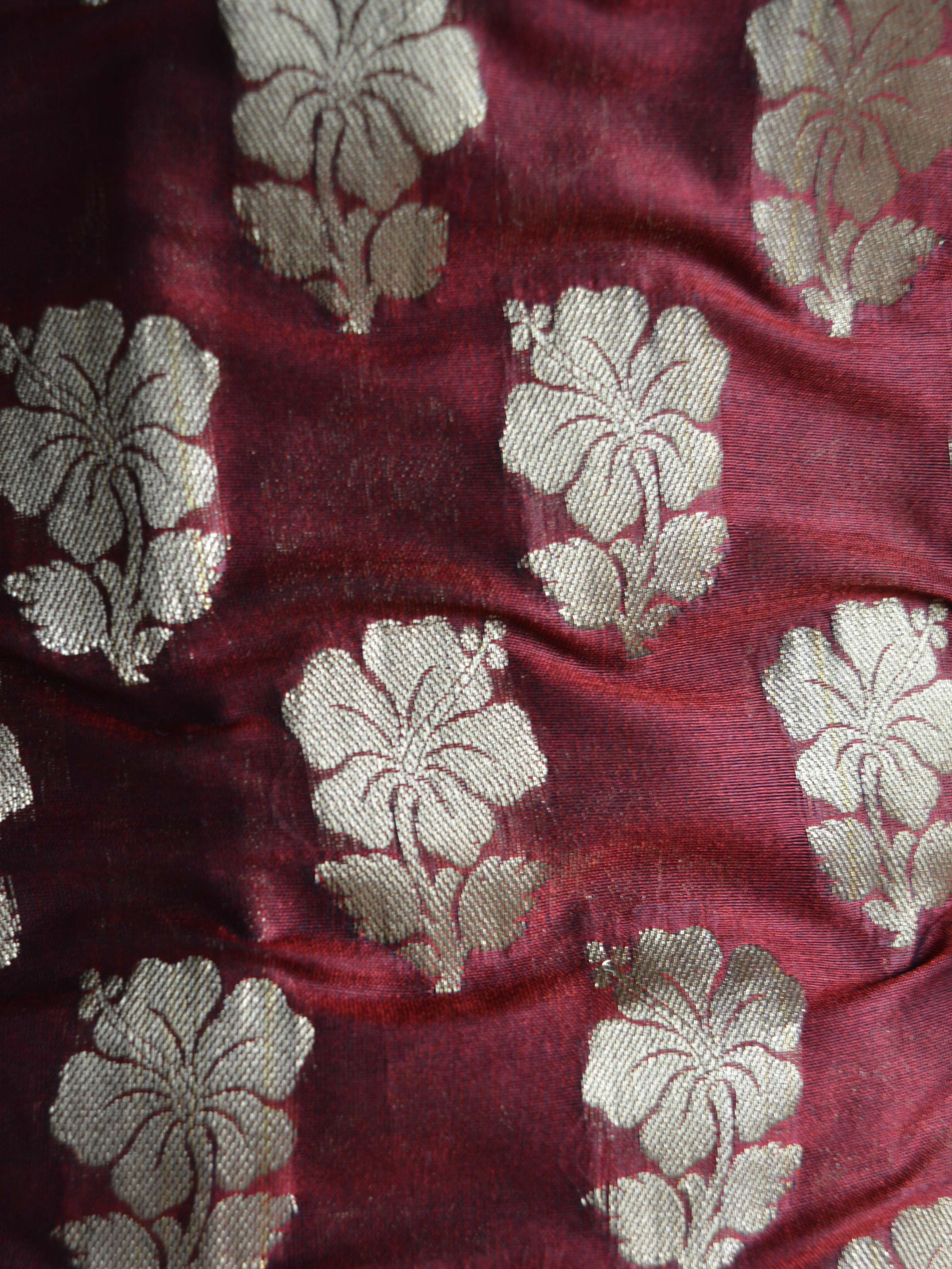 Banarasee Semi Silk Salwar Kameez Fabric With Zari Jaal Dupatta-Red