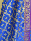 Banarasee Semi Silk Salwar Kameez Fabric With Zari Jaal Dupatta-Royal Blue