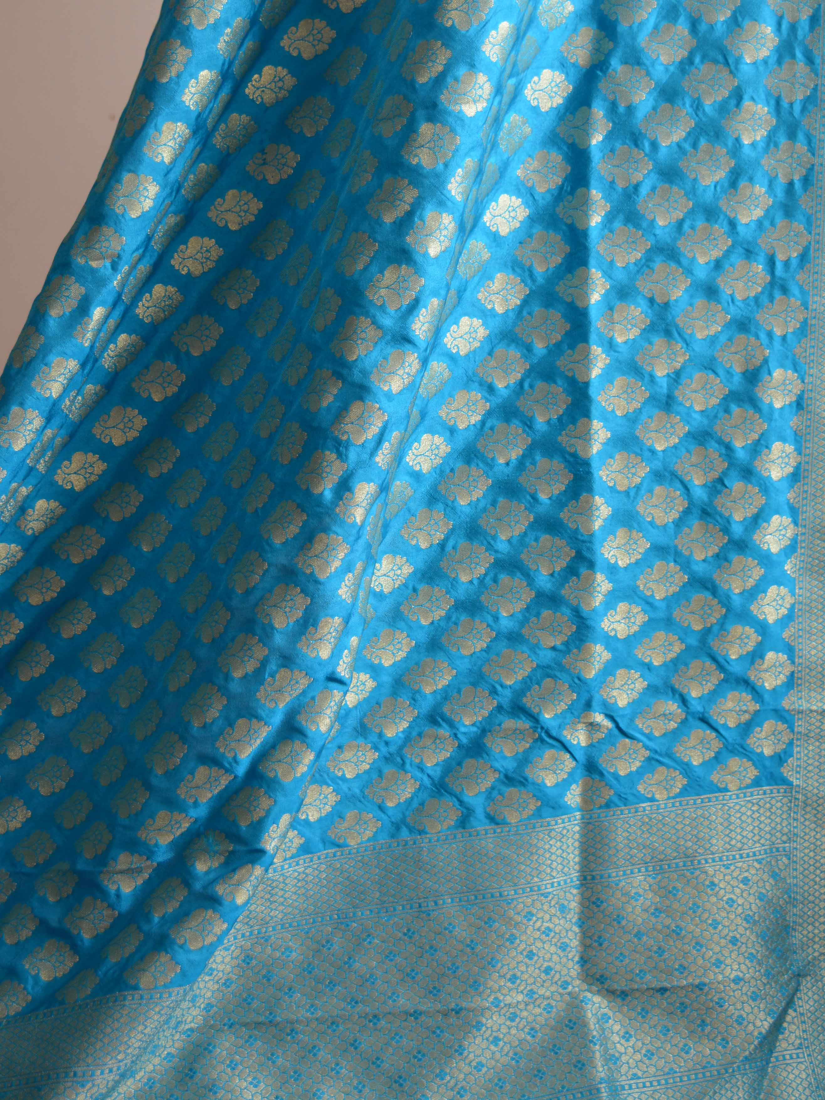Banarasee Salwar Kameez Semi Silk Zari Jaal Work Fabric & Turquoise Blue Dupatta-Deep Blue