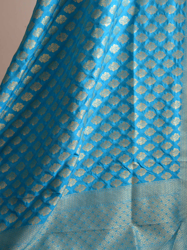 Banarasee Salwar Kameez Semi Silk Zari Jaal Work Fabric & Turquoise Blue Dupatta-Deep Blue