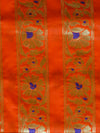 Banarasee Handwoven Art Silk Unstitched Lehenga & Blouse Fabric With Meena Design-Orange