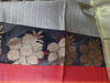 Banarasee Cotton Silk Brown Tanchoi Weave Saree With Contrast Zari & Red Border-Brown