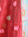 Banarasee Salwar Kameez Cotton Silk Multicolor Resham Buti Woven Fabric-Red