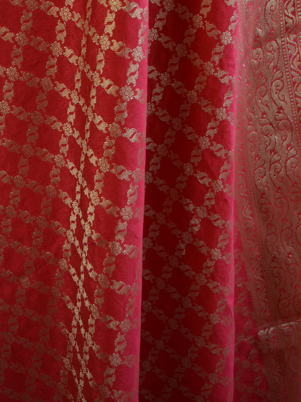 Banarasee Cotton Silk Printed Salwar Kameez Fabric With Red Zari Dupatta-Off White