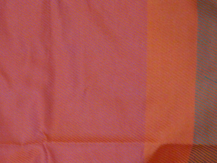 Banarasee Cotton Silk Tanchoi Weave Saree With Contrast Woven Floral Border-Peach(Dual Tone)