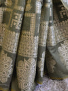 Banarasee Cotton Silk Zari Woven Swastik Design Saree-Olive Green