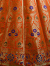 Banarasee Handwoven Art Silk Unstitched Lehenga & Blouse Fabric With Meena Design-Orange