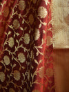 Banarasee Semi Silk Salwar Kameez Fabric With Zari Jaal Dupatta-Red