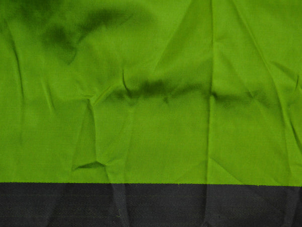 Banarasee Art Silk Sari With Black Floral Border-Green
