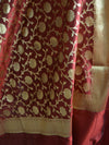 Banarasee Semi Silk Salwar Kameez Fabric With Zari Jaal Dupatta-Red