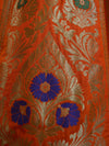 Banarasee Handwoven Art Silk Unstitched Lehenga & Blouse Fabric With Meena Design-Orange