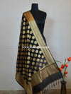Banarasee Art Silk Dupatta Circle Buti Design-Black