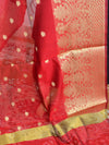 Banarasee Cotton Silk With Resham Woven Broad Border Dupatta-Red
