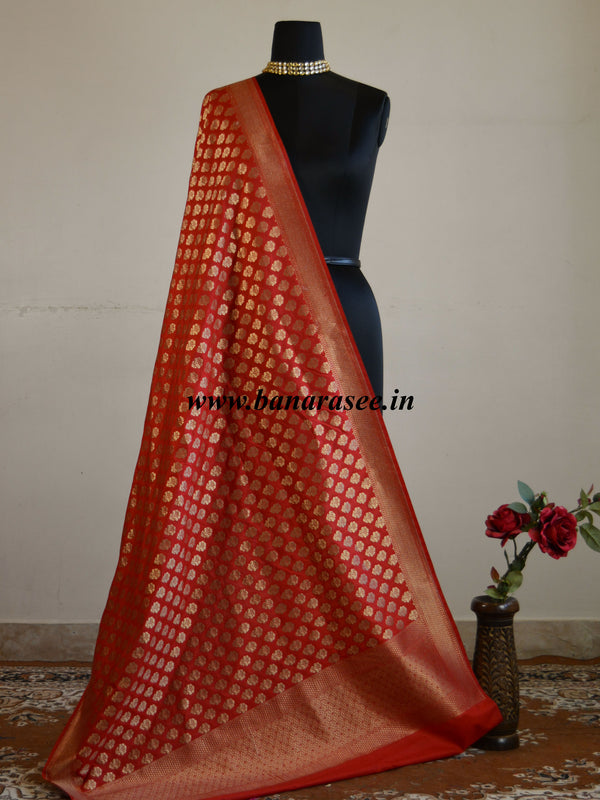 Banarasee Art Silk Buti Design-Red