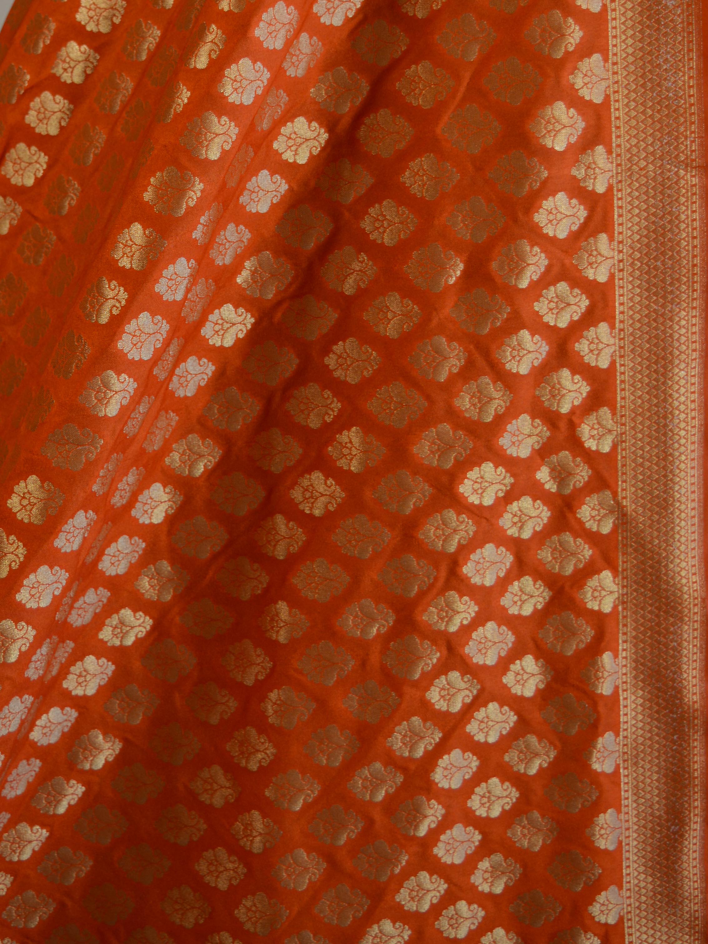 Banarasee Art Silk Buti Design-Orange