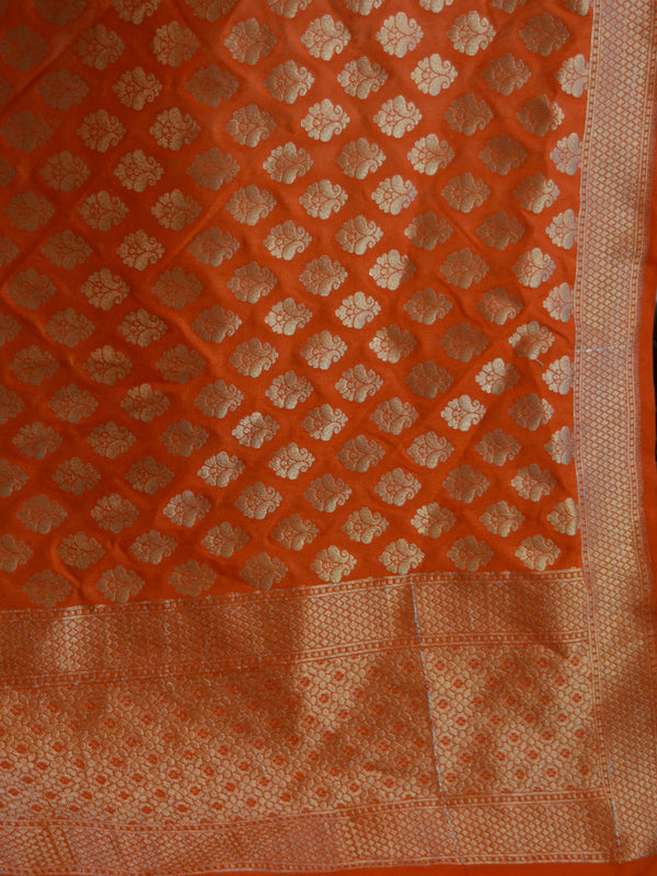 Banarasee Art Silk Buti Design-Orange