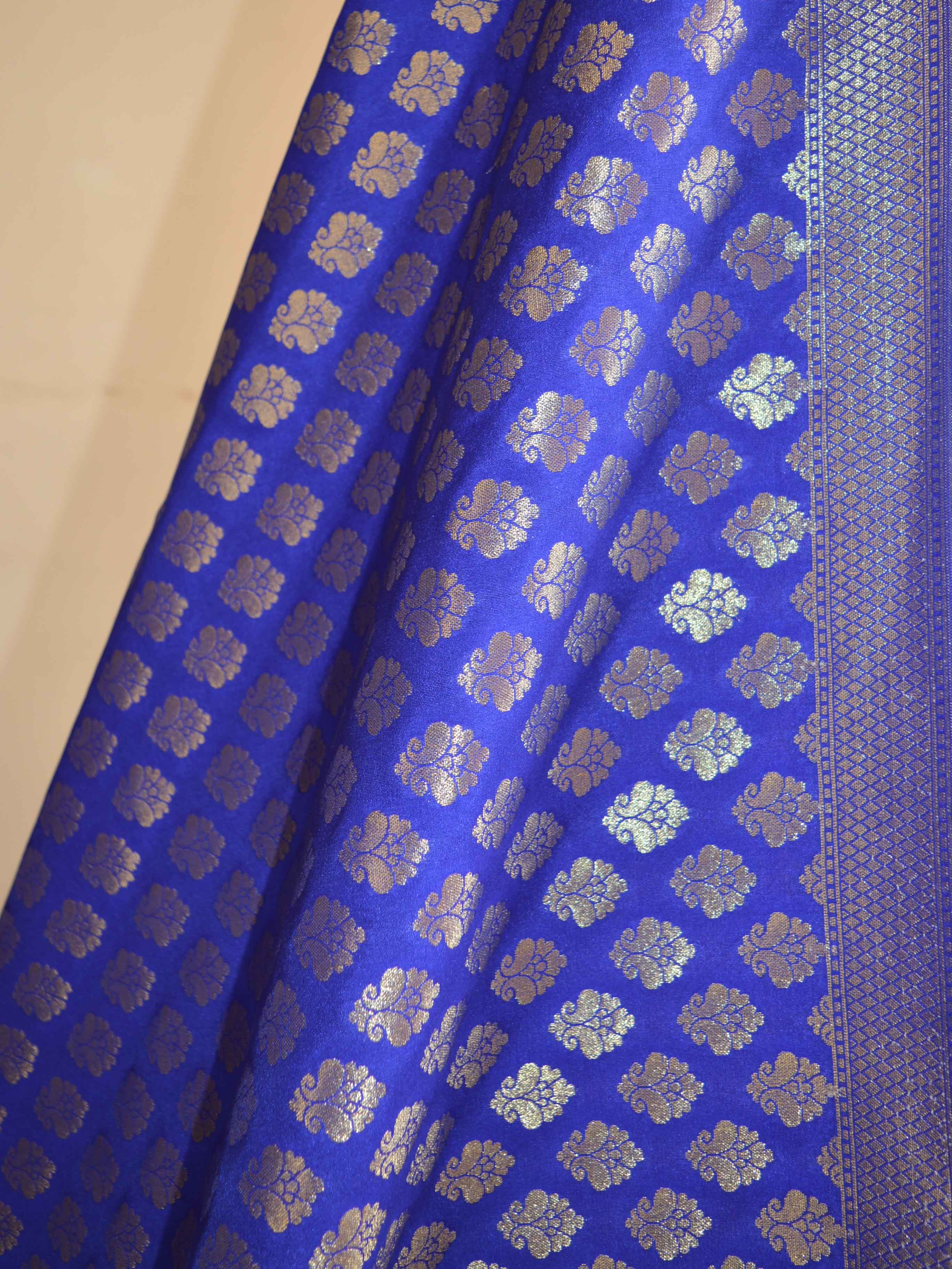 Banarasee Handwoven Art Silk Unstitched Lehenga & Blouse Fabric With Meena Design-Orange