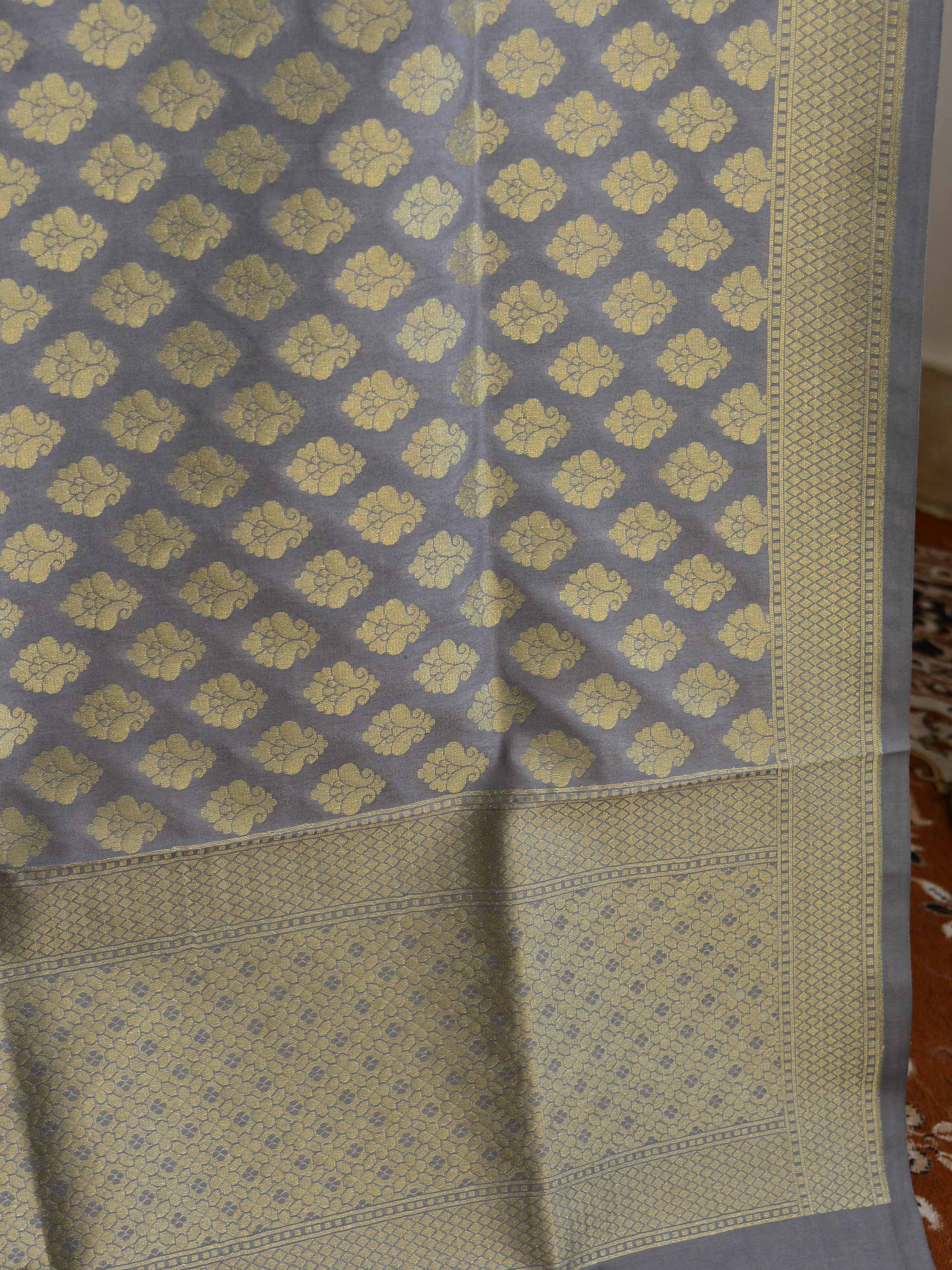 Banarasee Art Silk Buti Design-Grey