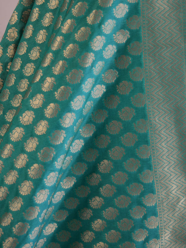 Banarasee Art Silk Buti Design-Sea Green