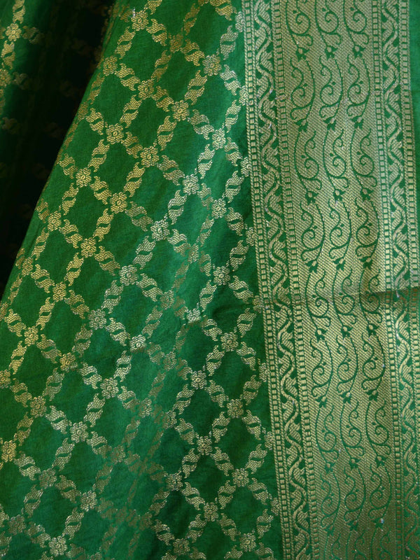Banarasee Art Silk Dupatta Jaal Design-Green