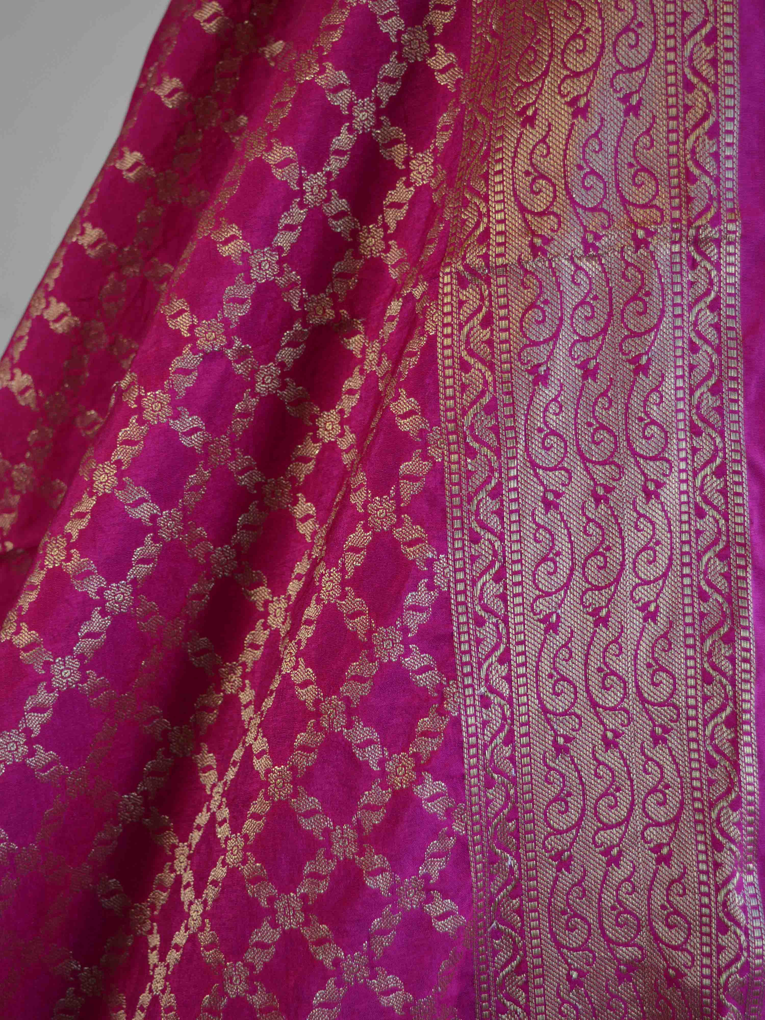 Banarasee Art Silk Dupatta Jaal Design-Magenta