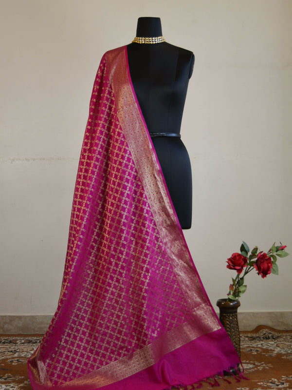 Banarasee Art Silk Dupatta Jaal Design-Magenta