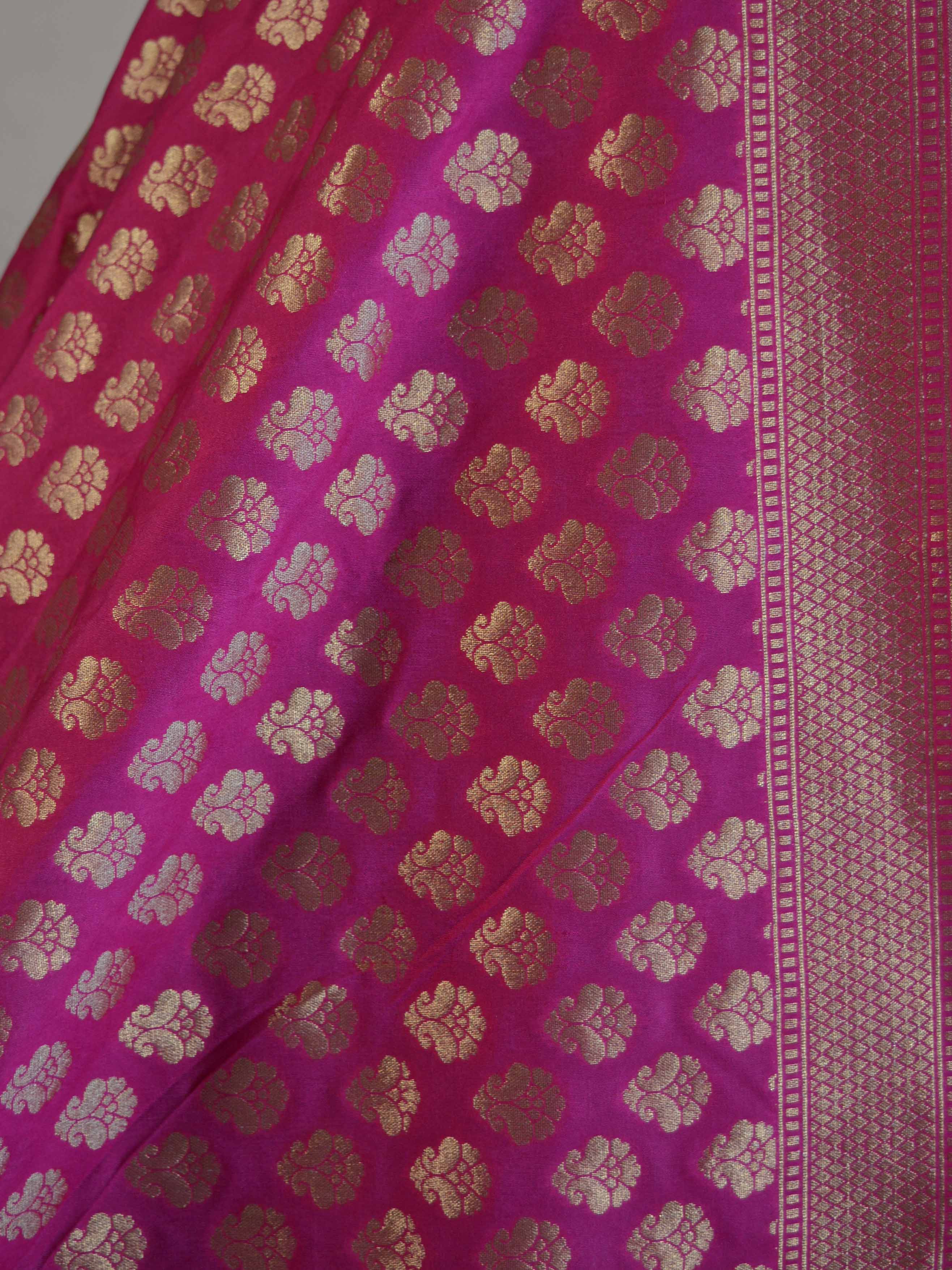 Banarasee Art Silk Buti Design-Hot Pink