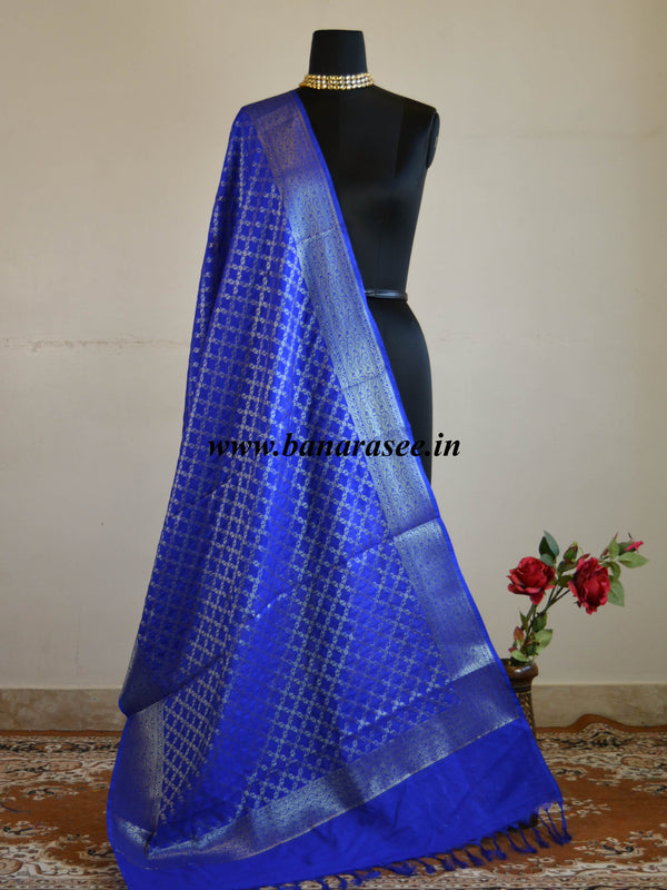 Banarasee Art Silk Dupatta Jaal Design-Royal Blue