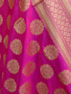 Banarasee Art Silk Dupatta Circle Buti Design-Hot Pink