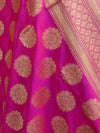 Banarasee Art Silk Dupatta Circle Buti Design-Hot Pink