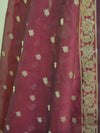 Banarasee Salwar Kameez Cotton Silk Gold Zari Jaal Woven Fabric-Deep Red