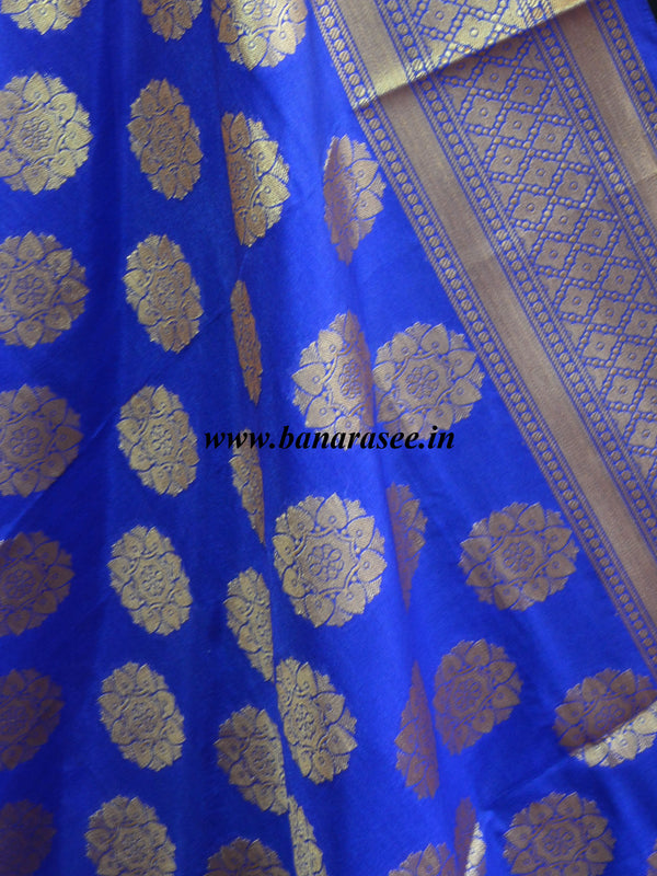 Banarasee Art Silk Dupatta Circle Buti Design-Royal Blue