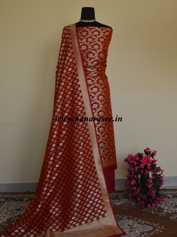 Banarasee Handloom Chanderi Salwar Kameez Fabric With Meena & Zari Des