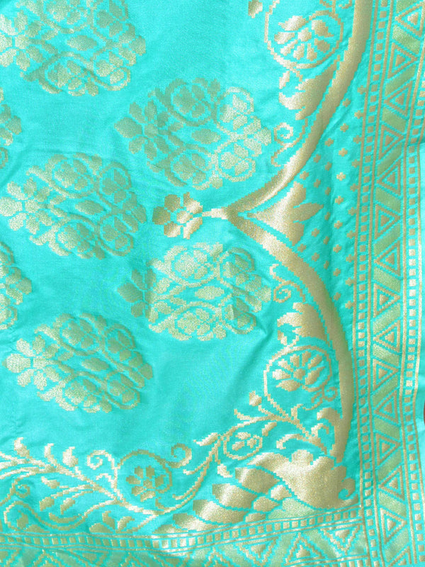 Banarasee Art Silk Dupatta With Jaal Design-Mint Green