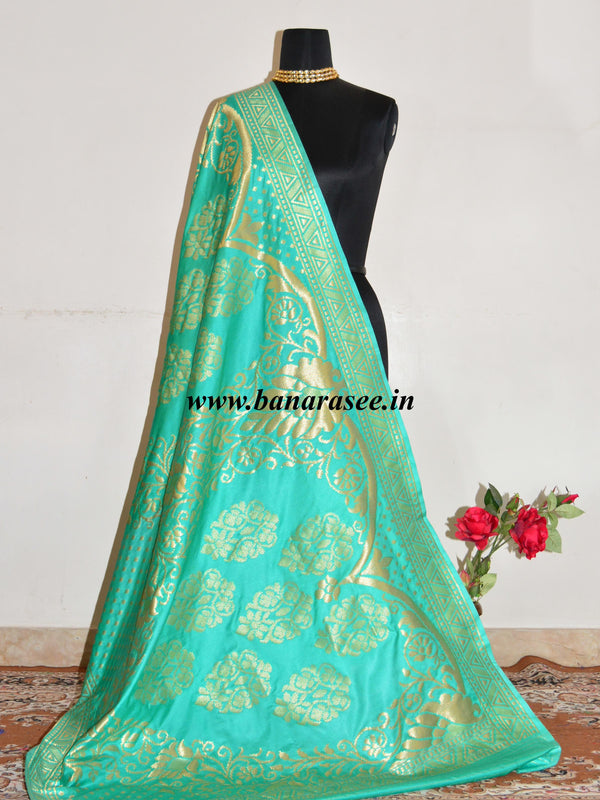 Banarasee Art Silk Dupatta With Jaal Design-Mint Green